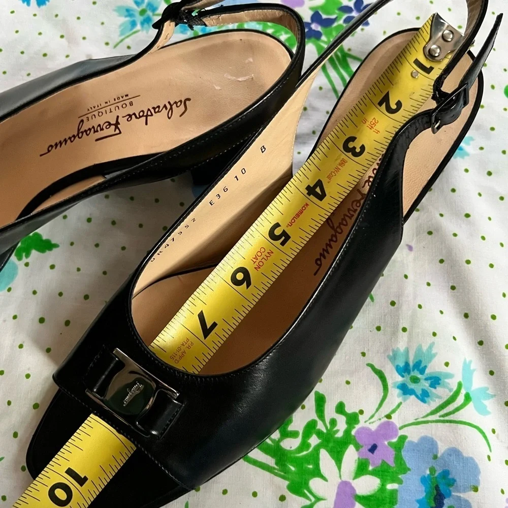 Salvatore Ferragamo Slingback Peep Toe Heels - 10 ‘Renata’